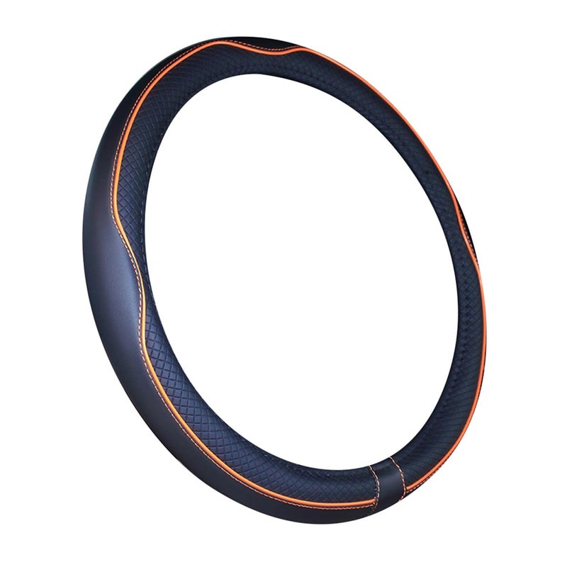 Mayco Bell Universal Standard Size Steering Wheel Cover Anti-Slip,Safety,Soft,Breathable,Durable,Full Surround,Comfortable Grip Microfiber Leather (14.5-15 inch,Black Orange) - Image 2